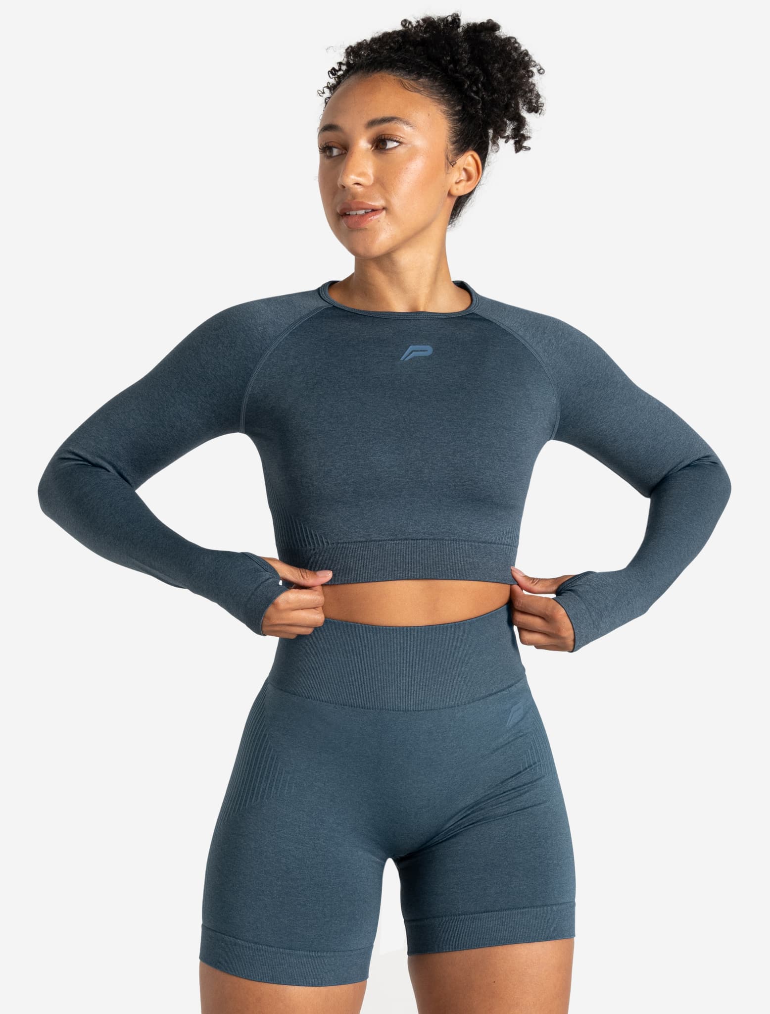 ADAPT 2.0 Seamless Crop Top - Petrol Blue Pursue Fitness 1
